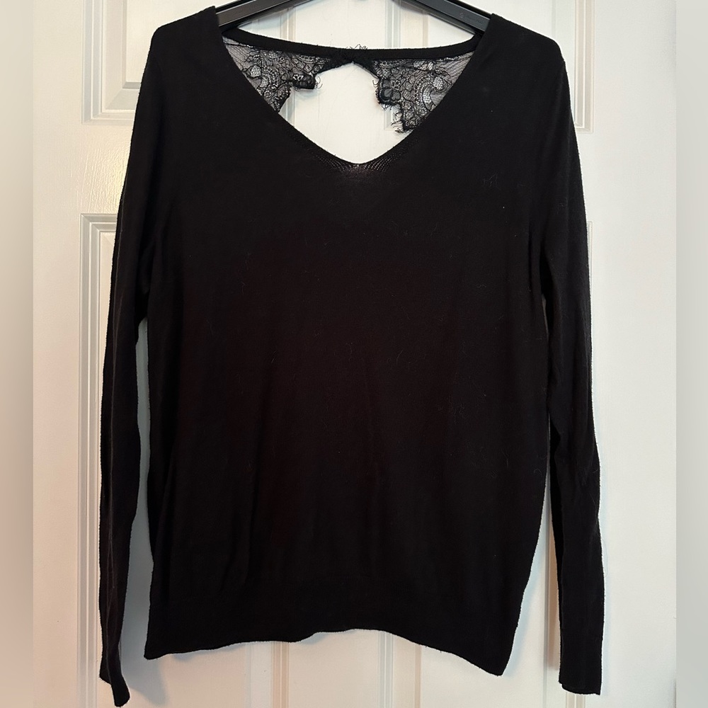 Maurice’s Woman’s Black Sweater With Lace Design on back size 0X